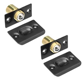 HOMOTEK 2 Pack Closet Door Ball Spring Catch Replacement Drive in Ball Catch Adjustable French Door Hardware Door Ball Latch with Strike Plate, Black