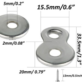 AUXBC 20Pcs Figure 8 Fastener, Metal Table Top Fastener, Heavy Duty Desktop Fasteners Desktop Clips, Table Top Connector Bracket, Silver