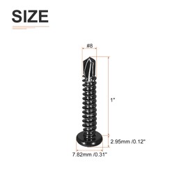DTGN #8x1" Pan Head Self Drilling Screws - 100Pack - Black Oxide 410 Stainless Steel Phillips Drive Self Tapping Sheet Metal Screws