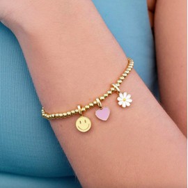 Pura Vida Harper Happy Face Charm Gold Charms for Bracelets & Necklaces - Gold