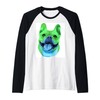 French Bulldog Pillow Colorful Blue and Green Frenchie Dog Raglan