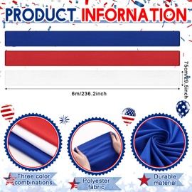 HunnmingRe 3 Pcs 2.5 x 19.7 ft 4th of July Patriotic Bunting Decorations Independence Day Memorial Day Decor Red White Blue DIY Hanging Bunting Flag for Porch Yard Indoor Outdoor Decor Party