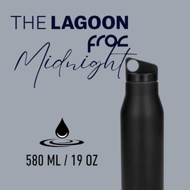 FROC | Termo De Acero Inoxidable 580ml/19 oz, The Lagoon, Ideal para Senderismo y Aventuras. Tapa Hermética con Asa para Enganchar en tu Mochila (Negro)