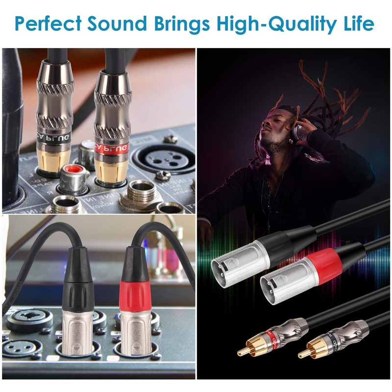 Devinal Dual XLR Male to RCA/Phono Audio HiFi Cord, 2