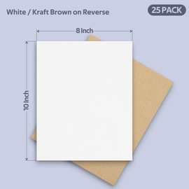 Golden State Art, 25 Pack 8x10 One-side White Corrugated Cardboard Sheets, Flat Cardboard Inserts Layer Pads for Mailing, Packaging or Art Crafts photo backing (1/16" Thick)