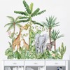 Runtoo Tropical Jungle Animal Wall Decals Giraffe Elephant Plants Wall