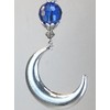Large Moroccan Silver Crescent Moon & Cobalt Blue Faceted Glass