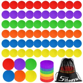Poly Spots for Gym Floor 4.72inch 6inch 9 inch Poly Spot Markers, 60 Pcs Rubber Floor Dots Non Slip Flat Cones for Sports Soccer PE Training, Dance, Classroom Activities