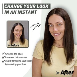 Human Hair Toppers for Women Real Human Hair Toppers for Thinning Hair Pieces for Women Handmade Swiss Base Human Hair Toppers No Bangs Top Hair Extensions Hair Pieces with Thinning Hair 10Inch （6#)