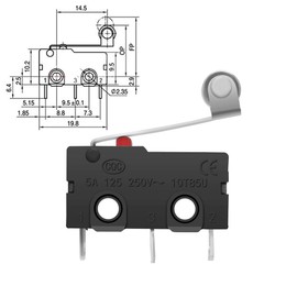 Micro Limit Switch, 12 Pcs Momentary Limit Switch SPDT 1NO 1NC, 3 Pin Micro Switch with Lever AC 5A 125V 250V by MUZHI