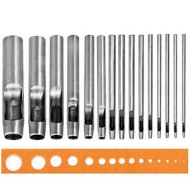 WUTA 15 Size Hole Punch Round Leather Punch Punch Hole Punch Punch Silver Punch Set DIY Punch Tool 0.5mm-10mm