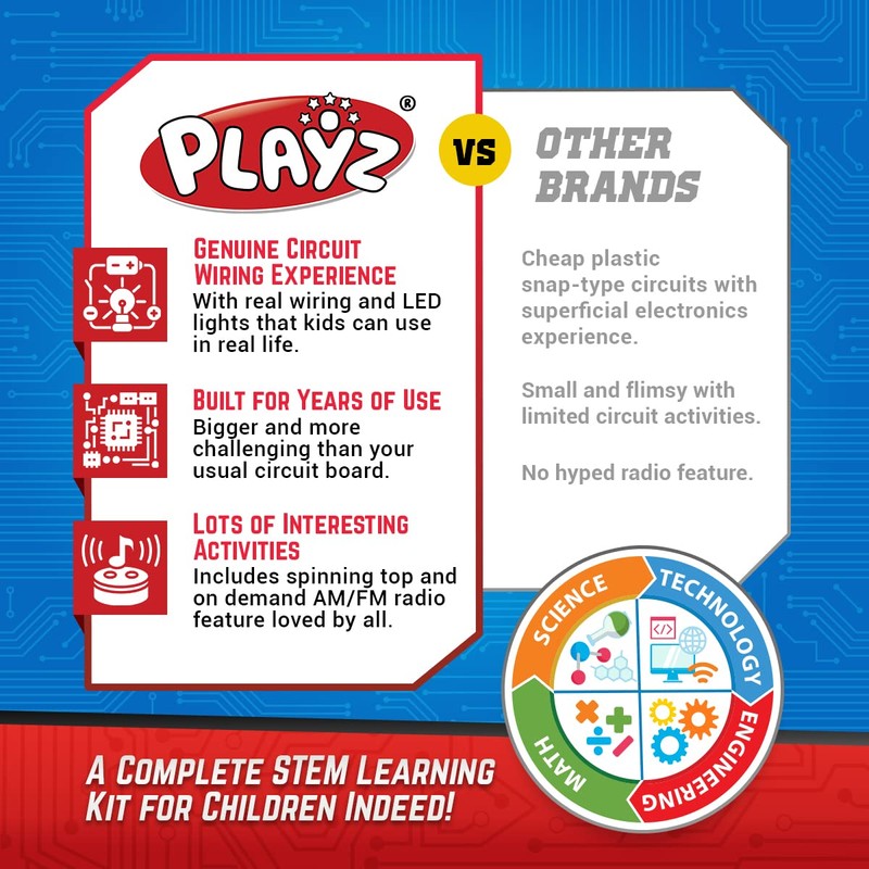 Playz Advanced Electrical Circuit Board Engineering Kit for Kids with