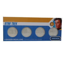 FaNaTtik Star Trek Set of 4 Starfleet Division Medallions Limited Edition (Silver Plated)