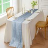1 Pack Light Blue Cheesecloth Table Runner 90cmX400cm 13Ft Long