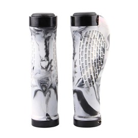 VOANZO Bicycle Handlebar Grips, 2 Sided Locking, Non-Slip TPR Rubber Grip, Bicycle Grips Fits BMX, Mountain, Downhill, Urban Bikes - White