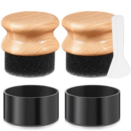 Qinyoung 2 Pcs Cutting Board Oil Wax Applicator with Lid Bamboo Oil Applicators Set for Wood Cutting Board Butcher Block Conditioner Sponge Brush for Wooden Spatula, Spoon, Worktops and Utensil Care