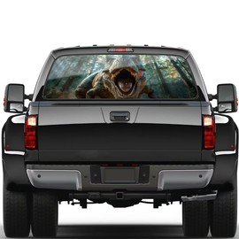 Forest Dinosaur Painting Car Rear Window Sticker Graphics - See-Through Back Window Sun Visor Scratch Hidden - Full Window Decals for Trucks 66in x 20in