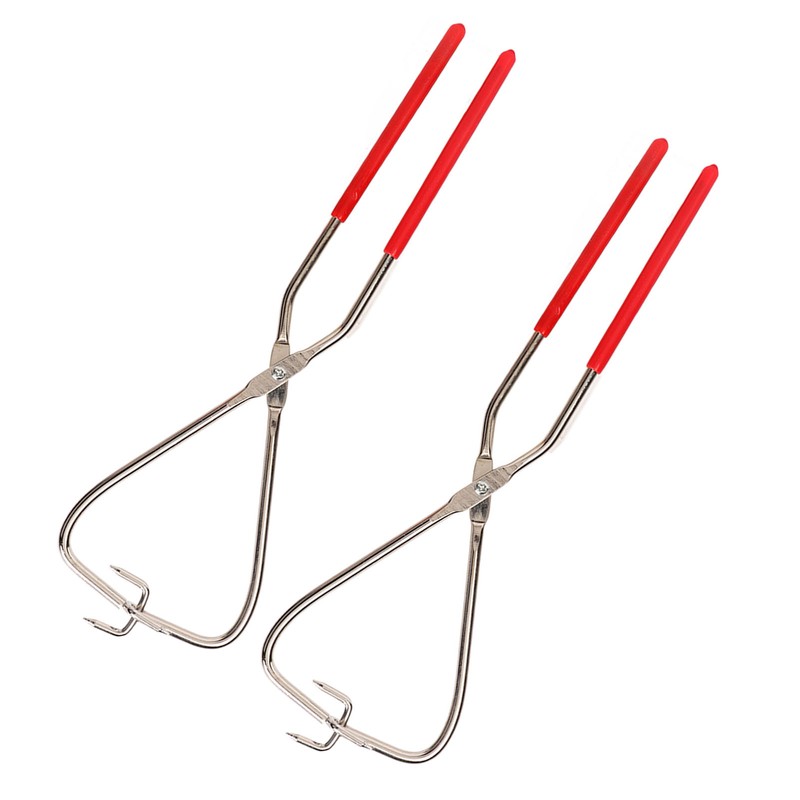 2pcs Dipping Tongs Red Handle Stainless Steel Easy Cleaning Stable