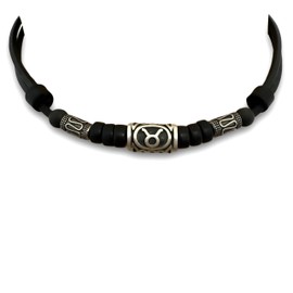 HANA LIMA Sternzeichenhalskette Lederkette Sternzeichen Halskette Surferkette Tierkreiszeichen Horoskop verstellbar (B - STIER (Taurus) / 21. April - 20. Mai)