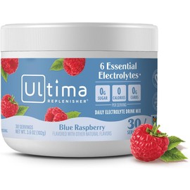 Ultima Replenisher Electrolyte Hydration Powder, Blue Raspberry, 30 Serving Canister - Sugar Free, 0 Calories, 0 Carbs - Gluten-Free, Keto, Non-GMO with Magnesium, Potassium and Sodium, 3.6 Ounce (1 Count) 