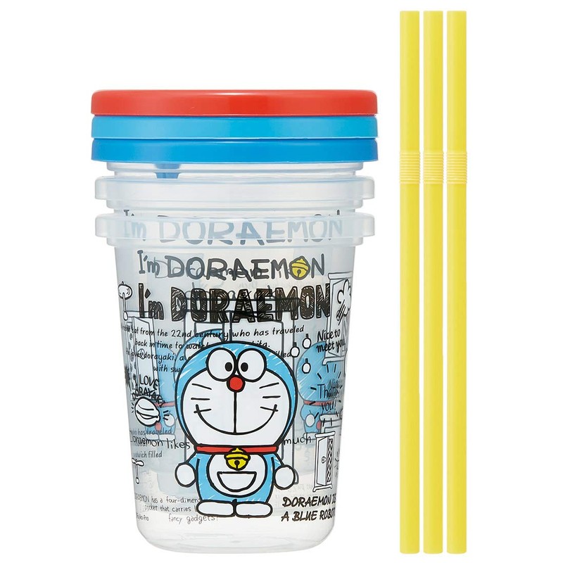 Skater SIH3ST I'm Doraemon Tumbler with Straw, 3 Pieces, Made