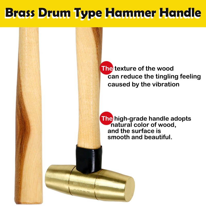 WEDO 32oz Brass Hammer,Solid Brass Mallet Hammer with Wooden Handle,Double