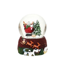Dekohelden24 Snow Globe with Musical Mechanism, Motif: Elk, Dimensions H/W/Diameter Ball: Approx. 14.5 x 11.5 cm/Diameter 10 cm
