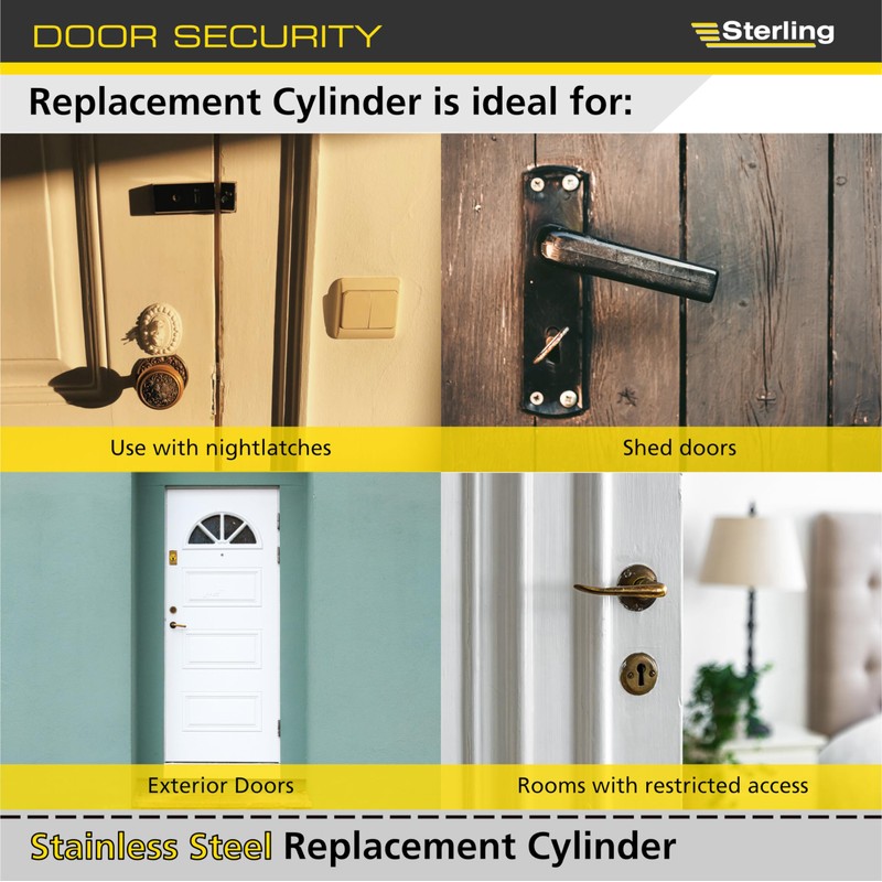 Sterling RCS100 Replacement 5 Pin Rim Cylinder Stainless Steel