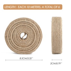 G2PLUS 60 m Jute Ribbon Burlap Ribbon Vintage 2 cm Hessian Ribbon Decorative Ribbon Decorative Jute Ribbon for DIY Crafts Christmas Decoration Wedding Party