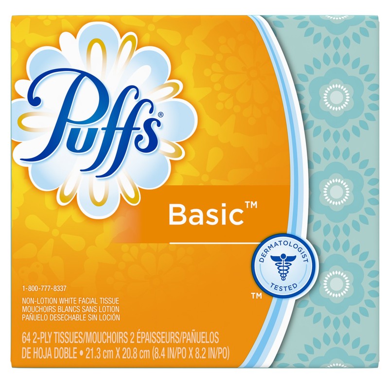 Puffs Basic Facial Tissues; 64 Count; 1 Cube Box (64