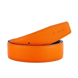 Vatee's Reversible Genuine Leather Belts For Men/Women Replacement Belt Strap Without Buckle 1.5"(38mm) Wide 41"(105cm) Long Black & Orange