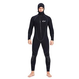 Wetsuits Men's Ultra Stretch 7Mm Neoprene Full Suits Long Sleeve, Winter Warm Front Zip Full Body Diving Suit for Snorkeling Scuba Diving Swimming,L