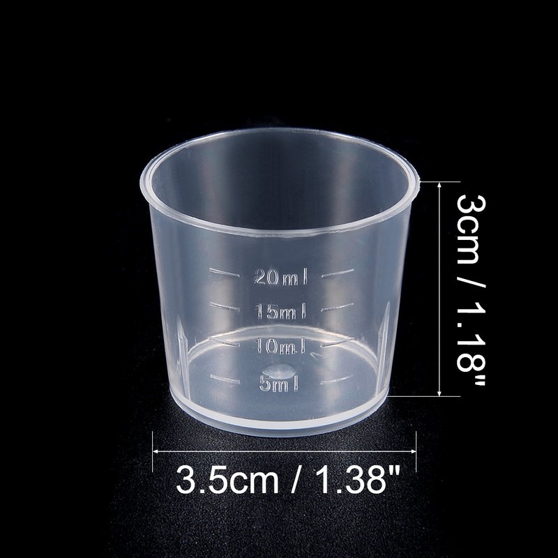 uxcell Measuring Cup 20ml PP Plastic Graduated Beaker Clear for
