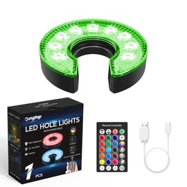 KINGTOP Rechargeable LED Golf Hole Light - Waterproof, Focused Illumination Lens, Remote-Controller, Perfect for Backyard Night Golf Practice Putting Green, Camping, Outdoor Party, C-1Pack