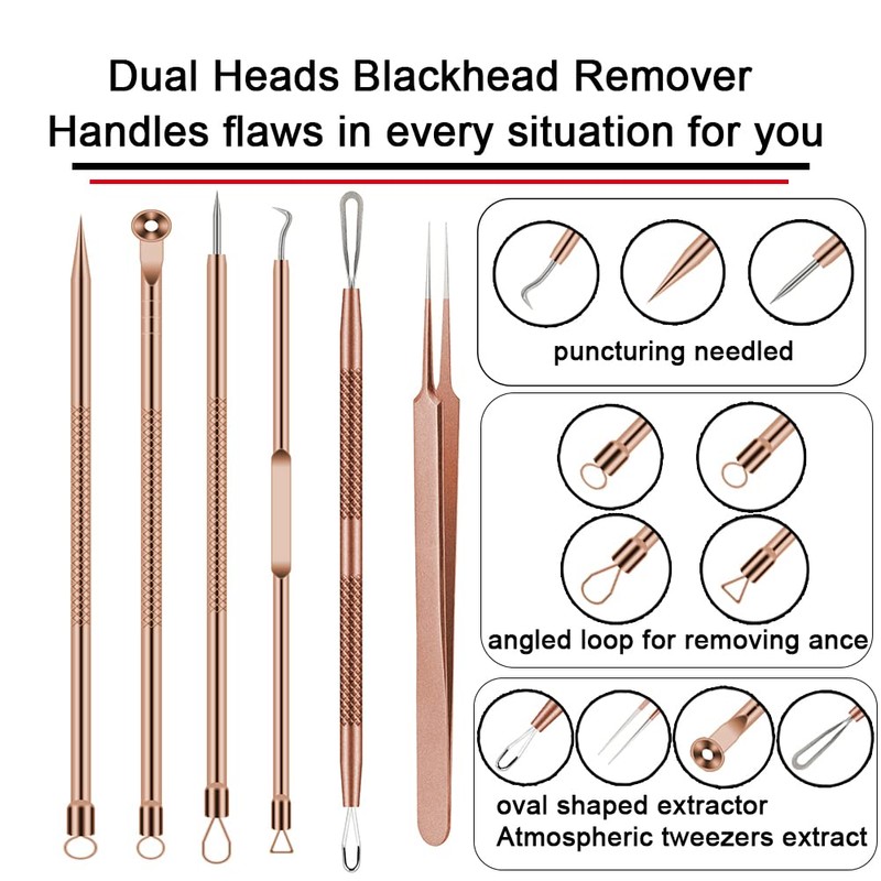 Pimple Popper Tool Kit, 6 Pcs Blackhead Remover Acne Needle