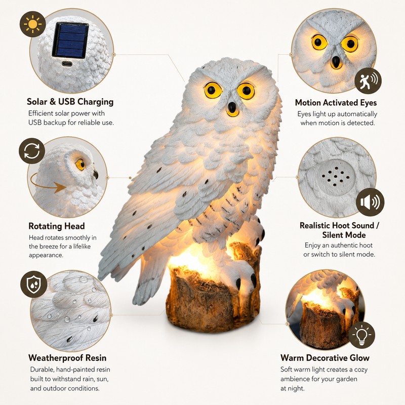 Solar Owl Garden Light for Outdoor Decor – Motion Sensor