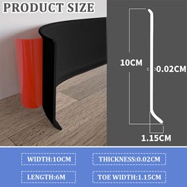 Sockelleiste Selbstklebend, PVC Weichsockelleiste Selbstklebend, 6m x 10cm Fussleisten Selbstklebend, Sockelleisten Weiß für Wände, Schlafzimmer, Küchen usw. (Schwarz)