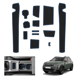 GAFAT New Dacia Duster 3 2024 2025 Non-Slip Mats, Rubber Mats for Dacia Duster III 2024 Non-Slip Mats Centre Console Cup Holder Door Seam Mats, Dacia Duster 3 Accessories (Blue)