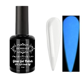 Oumisaya Glow in the dark Gel Nail Polish 10ML Semi-Clear top coat gel Glow Blue Color (GP66cCB)
