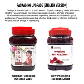 BAILINHOU rose syrup jam 35oz/1kg, food grade rose petal jams, jellies & preserves flavoring edible rose water