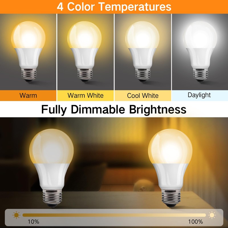 OUTON 3 Pack A19 LED Light Bulb with Remote Control,
