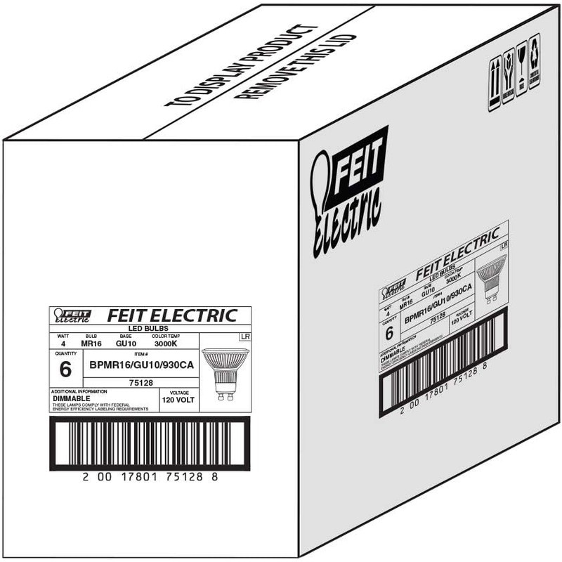 Feit Electric 4W LED MR16 GU10 Bulbs with 35W Equivalent,