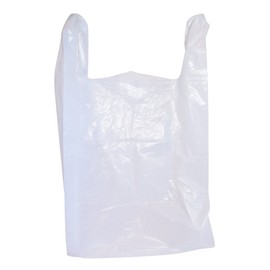 100 Large Plastic Grocery T-Shirt Bags - Plain White 12" x 6" x 21" by JA Kitchens