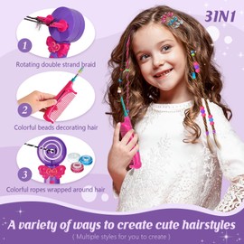 Automatic Hair Braider, Hair Accessories Girls Hair Braiding Machine, Electric Hair Braider for Girls, DIY Hair Styling Set with 3 Braiding Styles, Creative Hair Decorations for Children