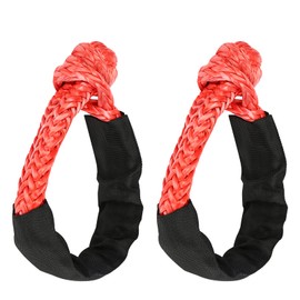 Pack of 2 Soft Shackles, Portable Offroad Towing Soft Shackle with Protective Case, Strong Carabiner Sling, 17T Break Resistance Shackle Rope Synthetic for Restoring ATV Trucks (Red)