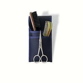 Plesson Complete Moustache/Beard Scissors Set 3 Pieces 100% Boar Brush Comb Horn