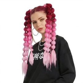 Women's Girls' Gradient Bubble Ponytail Hair Wig Extensions Synthetic Hairpieces for Cosplay Stage Performance