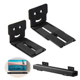 Soundbar Wall Mount Bracket, Universal soundbar tv Mount Under tv with Two Depth Adjustable Speaker Stands, for Most Brands of Audio (Black)