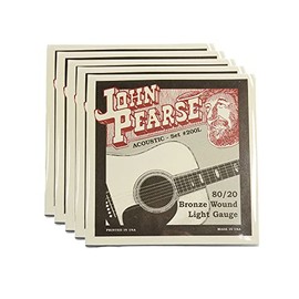 John Pearse Acoustic Strings 80/20 Bronze Light 12-53 5 Pack Bundle