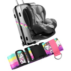 Slohif Car Seat Luggage Strap for Suitcase - Carseat Travel Belt with Buckle Attach to Carry On Luggage Cartoon Airport Stroller Strap Adjustable,Horse